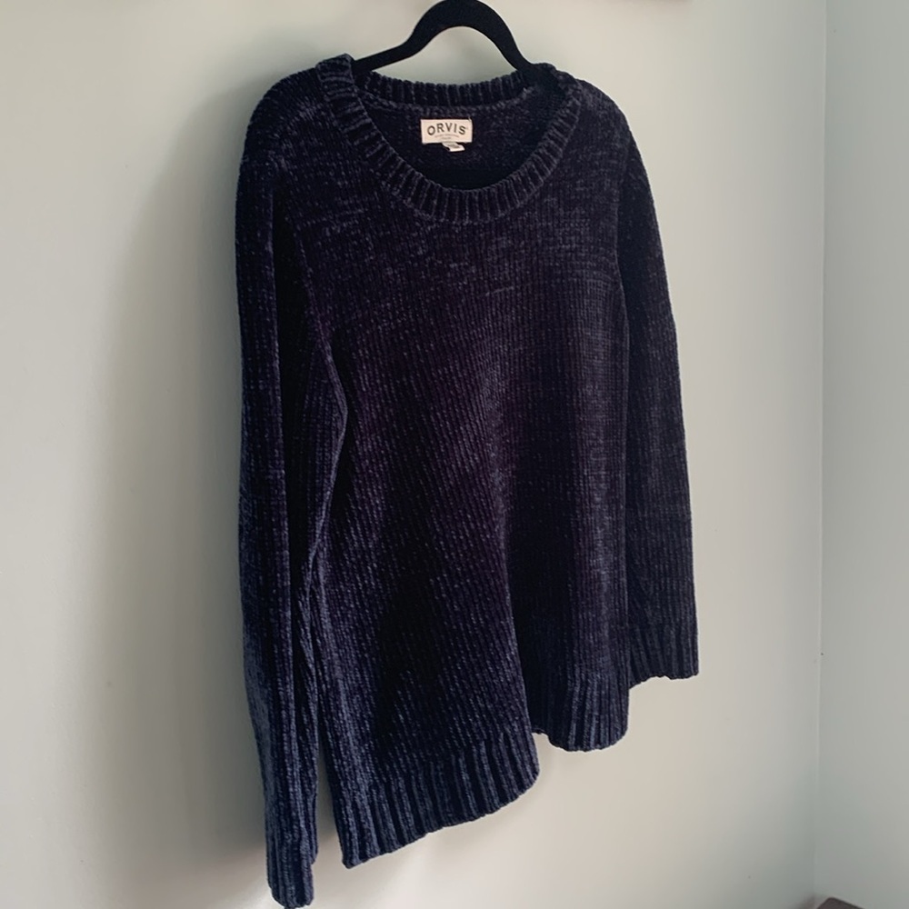 M deep blue chenielle sweater-Orvis​